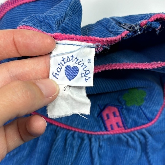 Vintage Hartstrings Blue Corduroy Jumper Dress Size 2T - Picture 5 of 7